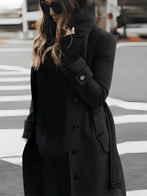 Sandra Belted Trench Style Womens Coats with High Collar Detail