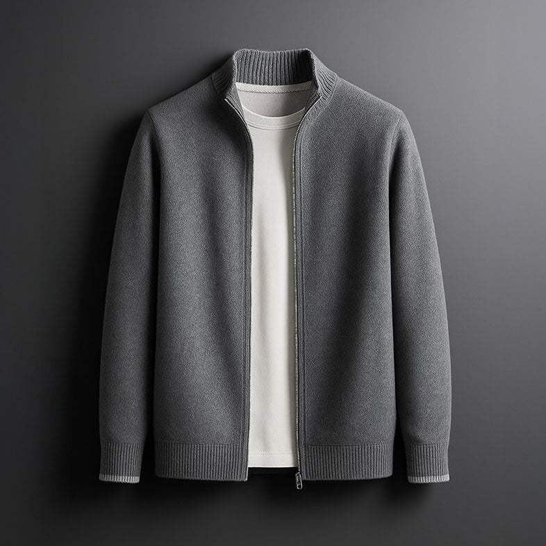 Knitted Zip-Up Cardigan Jacket for Everyday Layering