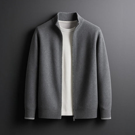 Knitted Zip-Up Cardigan Jacket for Everyday Layering