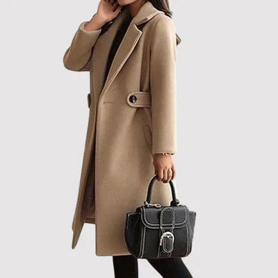 Rosa Belted Longline Wool-Blend Winter Coat with Tailored Fit for Women