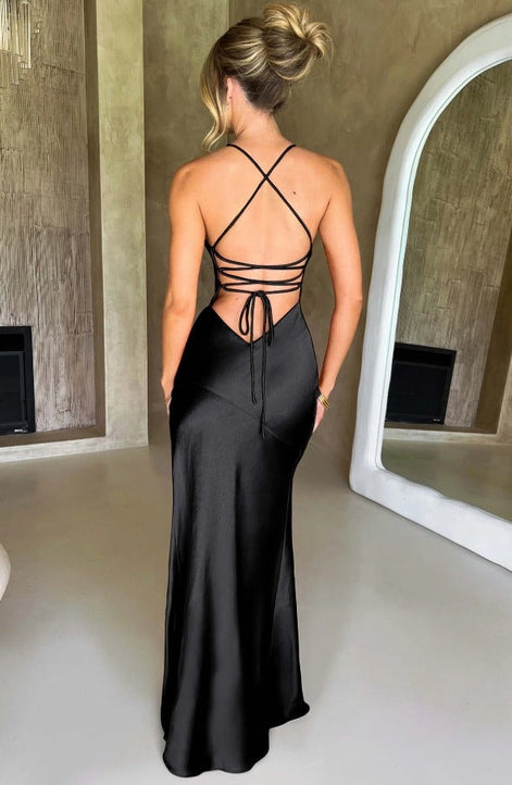Martha Satin Slip Maxi Dress with Thigh Split