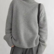 Dora Roll Neck Cashmere Women's Knitted Jumper with Ribbed Cuffs