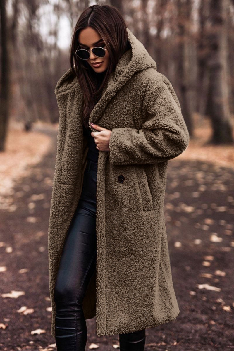 Allison Hooded Longline Teddy Fleece Coat Winter Coats for Women