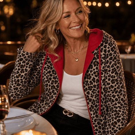 Women's Reversible Hooded Winter Coat with Leopard Print Lining