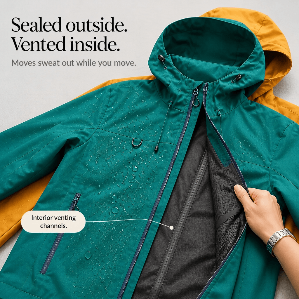 Vantrek Women's Hooded Rain Jacket with Vented Lining and Lotus-Effect Finish