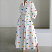 Alora Collared Front Wrap Printed Cotton Blend Women's Midi Dress