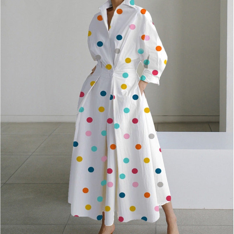 Alora Collared Front Wrap Printed Cotton Blend Women's Midi Dress