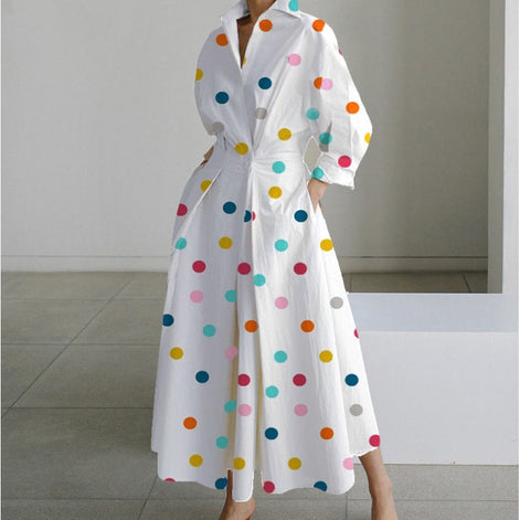 Alora Collared Front Wrap Printed Cotton Blend Women's Midi Dress