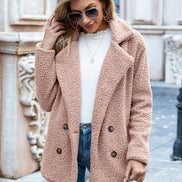 June Teddy Double-Breasted Winter Coats Women Cozy Fleece Jacket