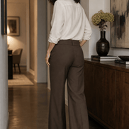 Women's Wide-Leg High-Waisted Trousers with Structured Waistband