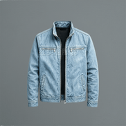 Men's Cotton Zip-Up Jacket with Stand Collar
