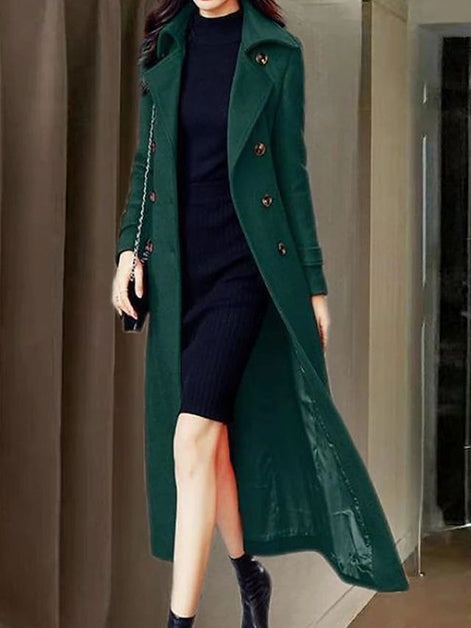 Elora Women's Belted Wool-Blend Longline Winter Coat with Shawl Collar