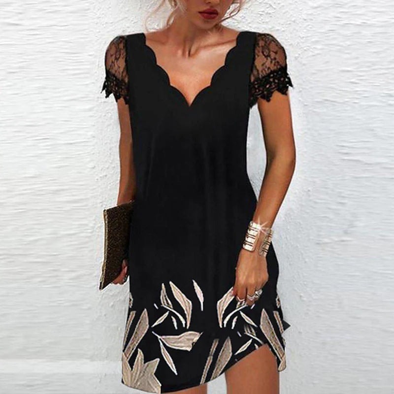 Lace Sleeve Bodycon Christmas Party Dress in Solid Black