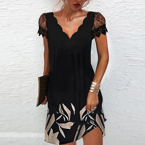 Lace Sleeve Bodycon Christmas Party Dress in Solid Black