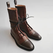 Tatum Calf-Length Lace-Up Leather Boots for Women