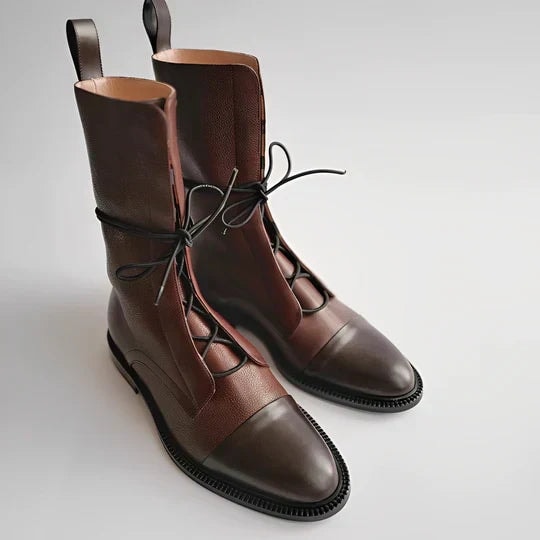 Tatum Calf-Length Lace-Up Leather Boots for Women