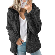 Women's Fluffy Teddy Fleece Jacket with Pockets and Zip