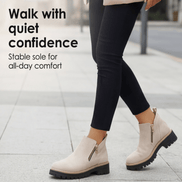 Women's Suede Chelsea Boots with Side Zip and Chunky Heel