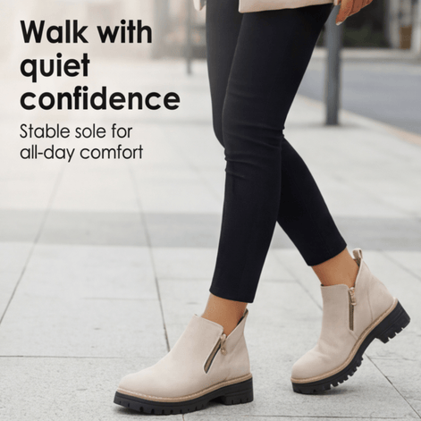 Women's Suede Chelsea Boots with Side Zip and Chunky Heel
