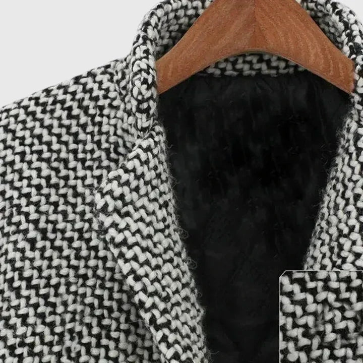 Rebeka Longline Houndstooth Tweed Winter Coat for Women