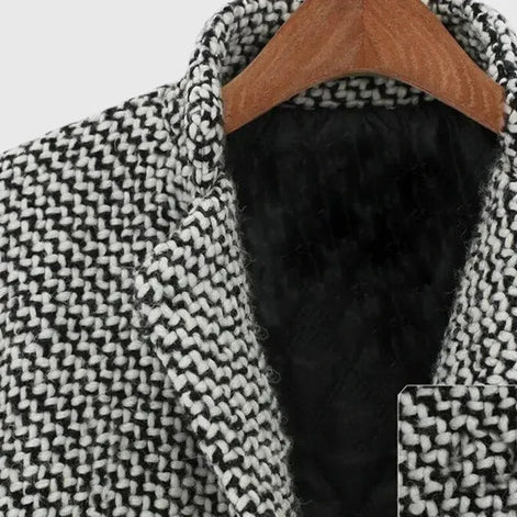 Rebeka Longline Houndstooth Tweed Winter Coat for Women