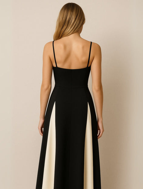 Martha Colour Block Satin Evening Maxi Dress for Autumn Dresses