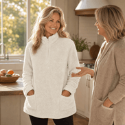Women's Longline Half-Zip Sherpa Fleece Pullover with Pockets