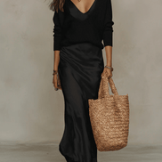 Niketa Satin Two-Piece V-Neck Maxi Women's Occasion Dress