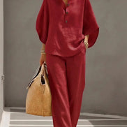 Women's Collared Wide-Leg Trouser Two-Piece Co-ord Set