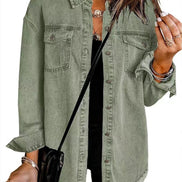 Wilda Women's Oversized Denim Shirt Coat with Frayed Hem