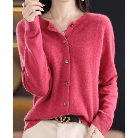 Danielle Round Neck Button-Front Knitted Cardigan for Women