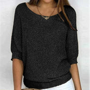 Jade Women's Batwing Sleeve Knitted Jumper with Crew Neck