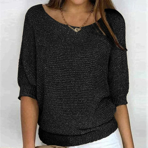 Jade Women's Batwing Sleeve Knitted Jumper with Crew Neck