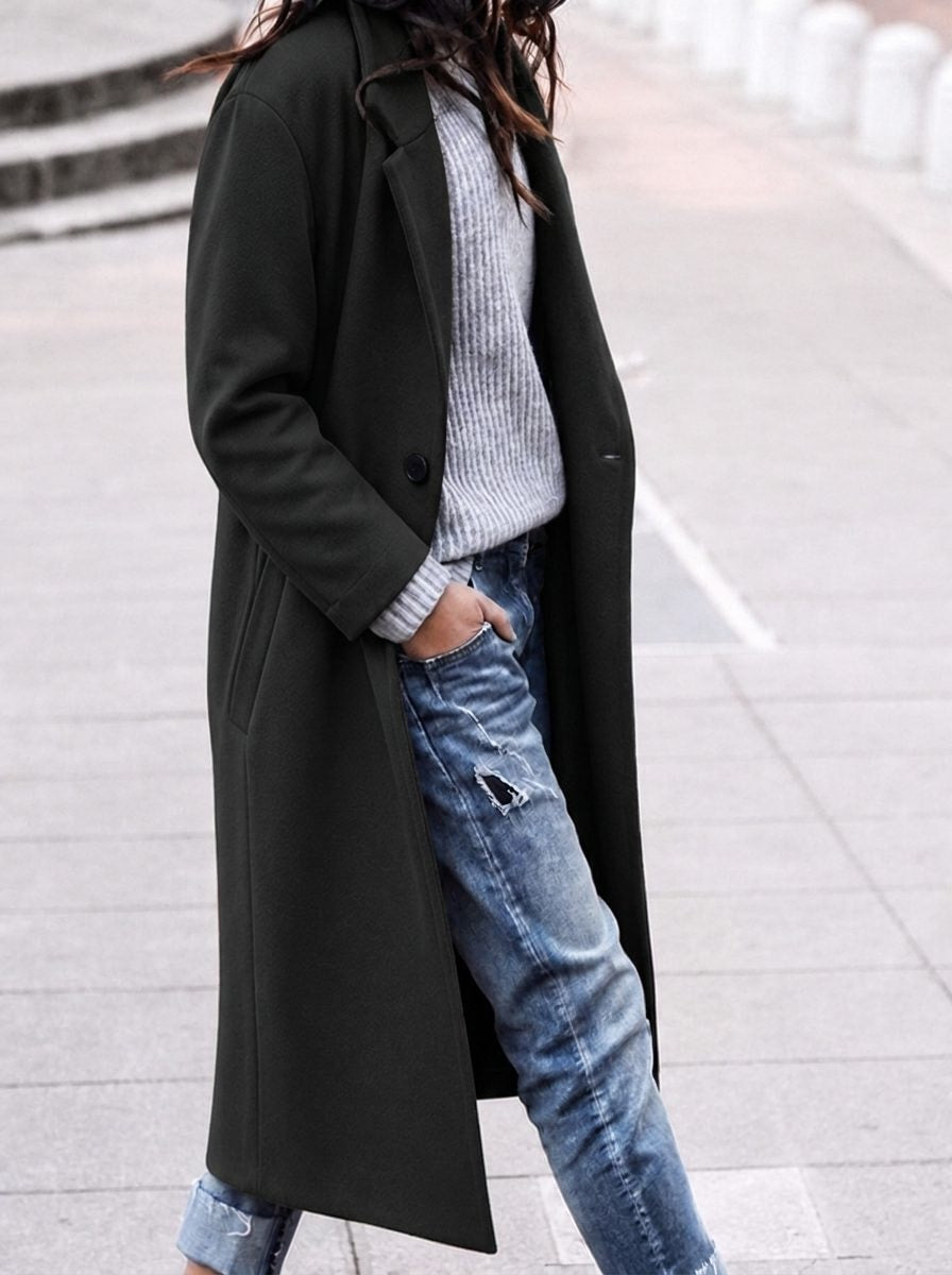 Angelika Women's Oversized Longline Winter Coat with Lapel