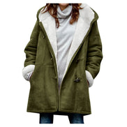 Women's Faux Shearling Hooded Toggle Winter Duffle Coat with Insulated Lining