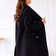 Emily Double Breasted Longline Winter Coats Women A-Line Wool Blend