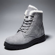 Women's Fur-Lined Suede Lace-Up Boots with Chunky Sole