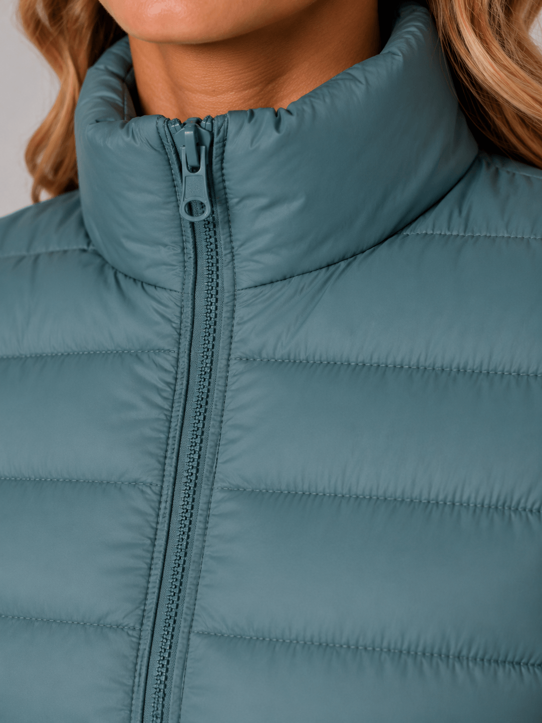 Women's Slim-Fit Quilted Puffer Jacket with Stand Collar