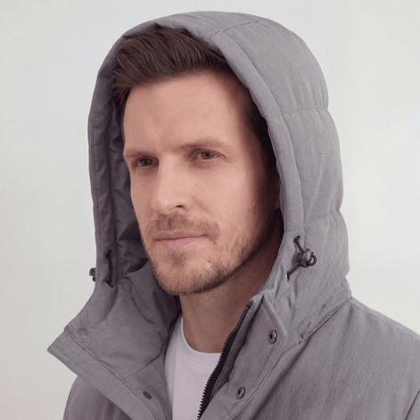 Hooded Puffer Jacket for Men with Adjustable Weatherproof Hood