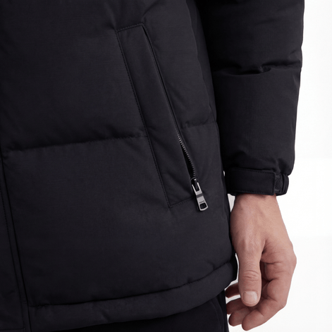 Polyester Hooded Puffer Jacket with Adjustable Hood for Men