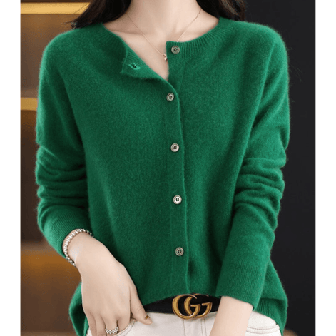 Danielle Round Neck Button-Front Knitted Cardigan for Women