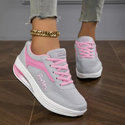 Women's Colorblock Faux Leather Cushioned Sneakers with Lace-Up Platform Sole