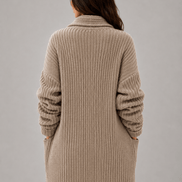 Women's Open-Front Knitted Longline Cardigan with Pockets