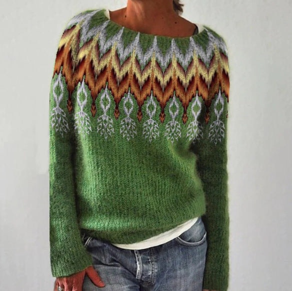 Maude Forest Print Crew Neck Knitted Jumper for Women