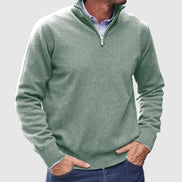 Men's Quarter-Zip Knitted Jumper with Layering Collar
