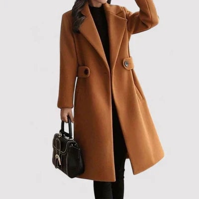 Rosa Belted Longline Wool-Blend Winter Coat with Tailored Fit for Women
