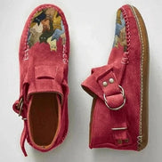 Women's Shearling-Lined Suede Winter Ankle Boots with Buckle Strap