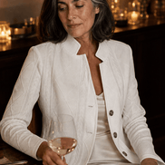 Women's Textured Knit Stand-Collar Open-Front Tailored Blazer