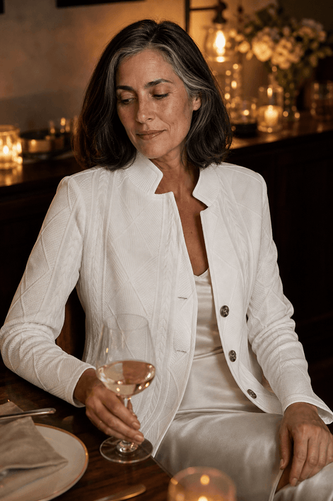 Women's Textured Knit Stand-Collar Open-Front Tailored Blazer