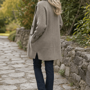 Isola Women's Cable-Knit Sleeve Double-Breasted Longline Winter Coat
